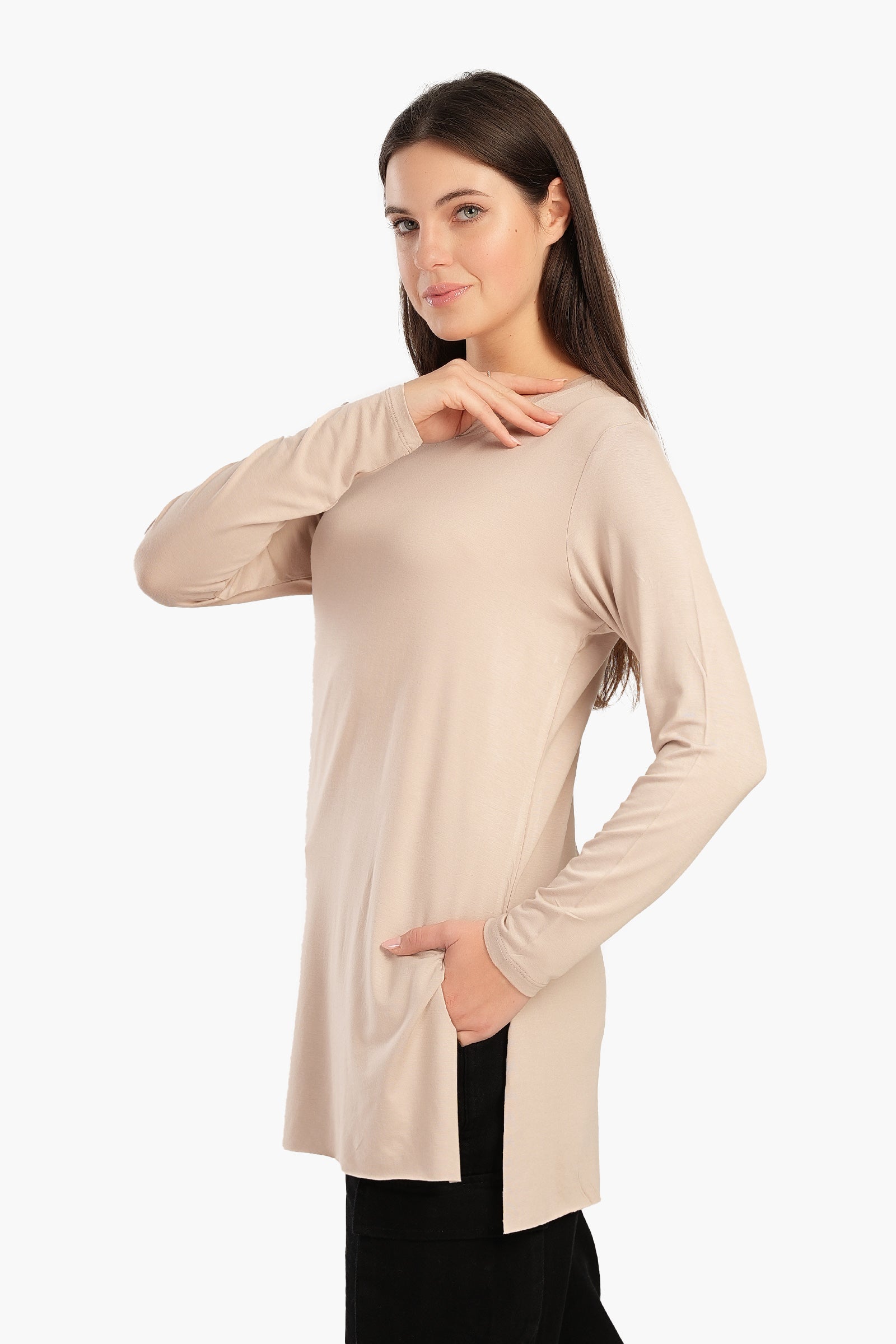 Viscose T-Shirt with Long Sleeves