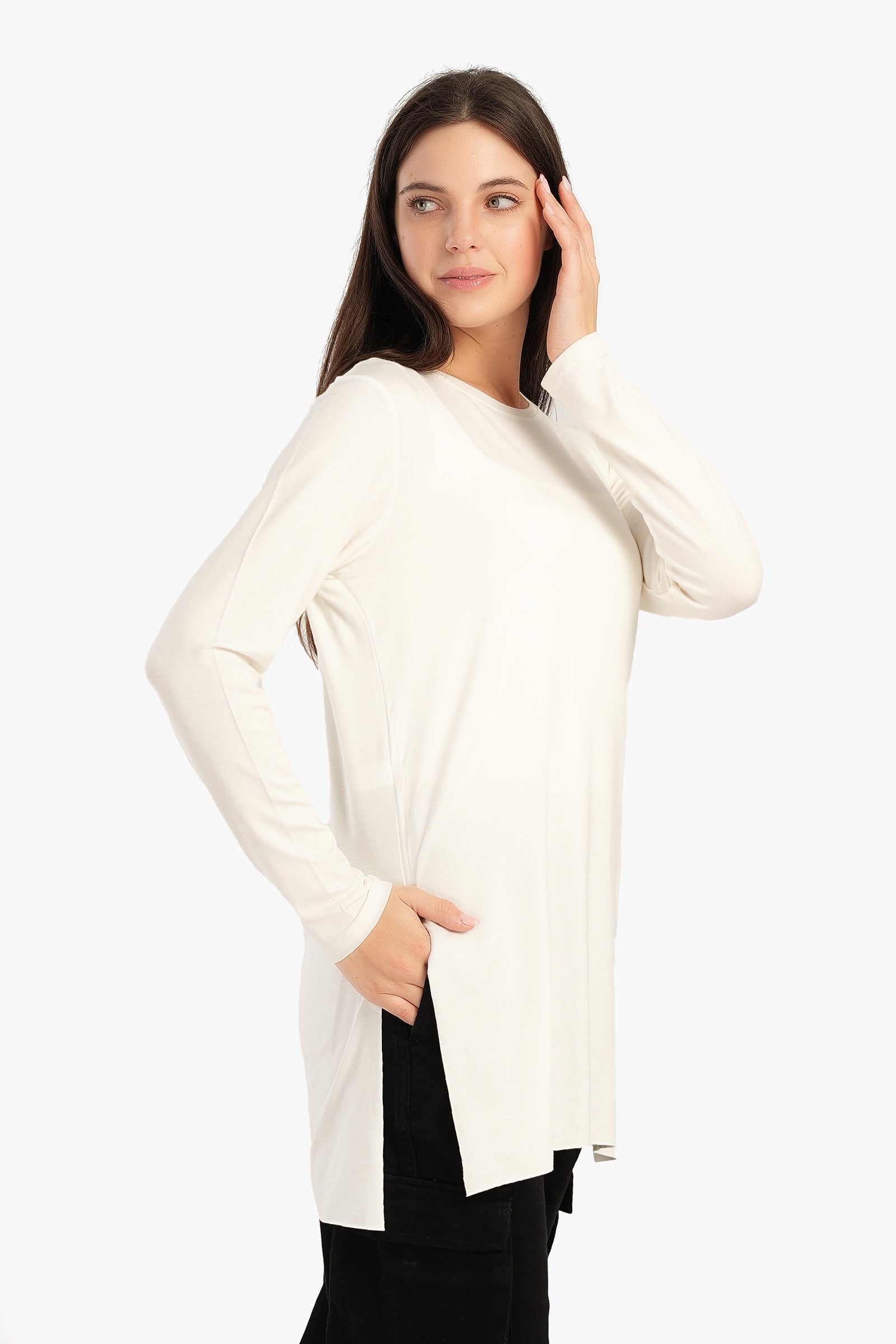 Viscose T-Shirt with Long Sleeves