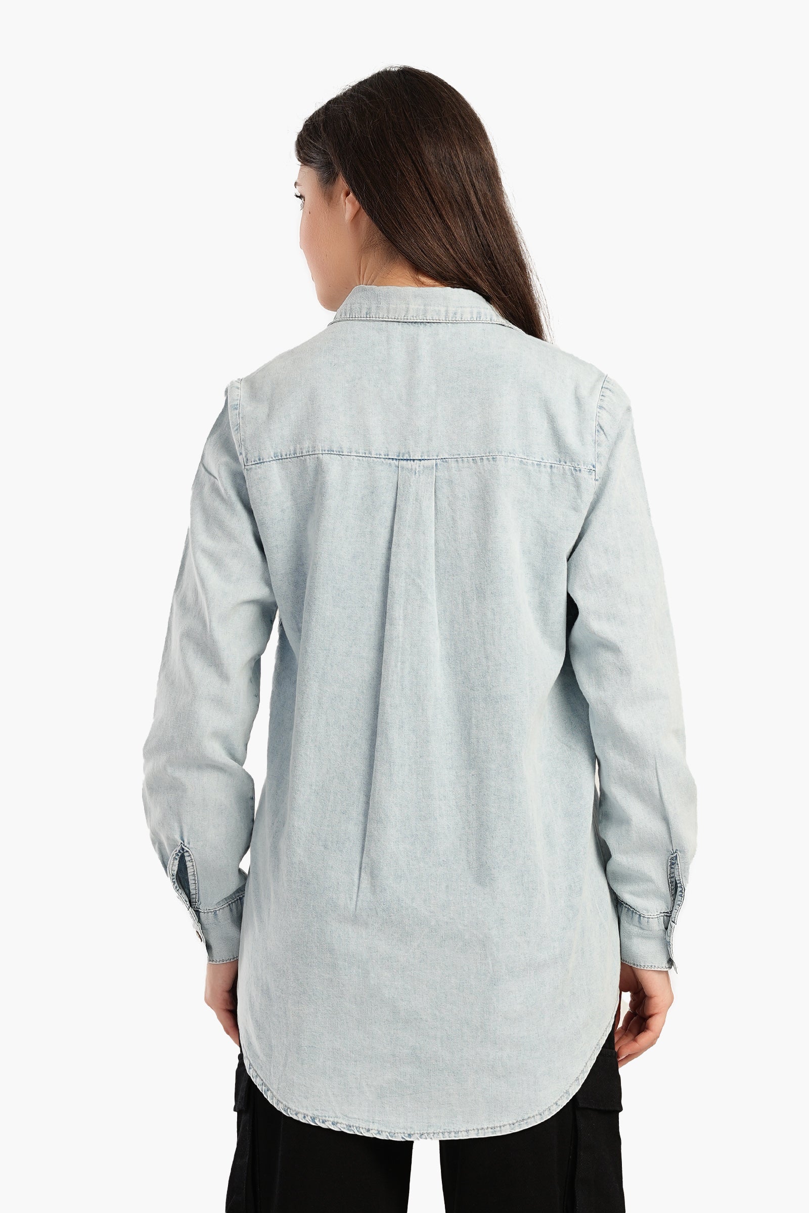 Denim Shirt with Flap Pockets