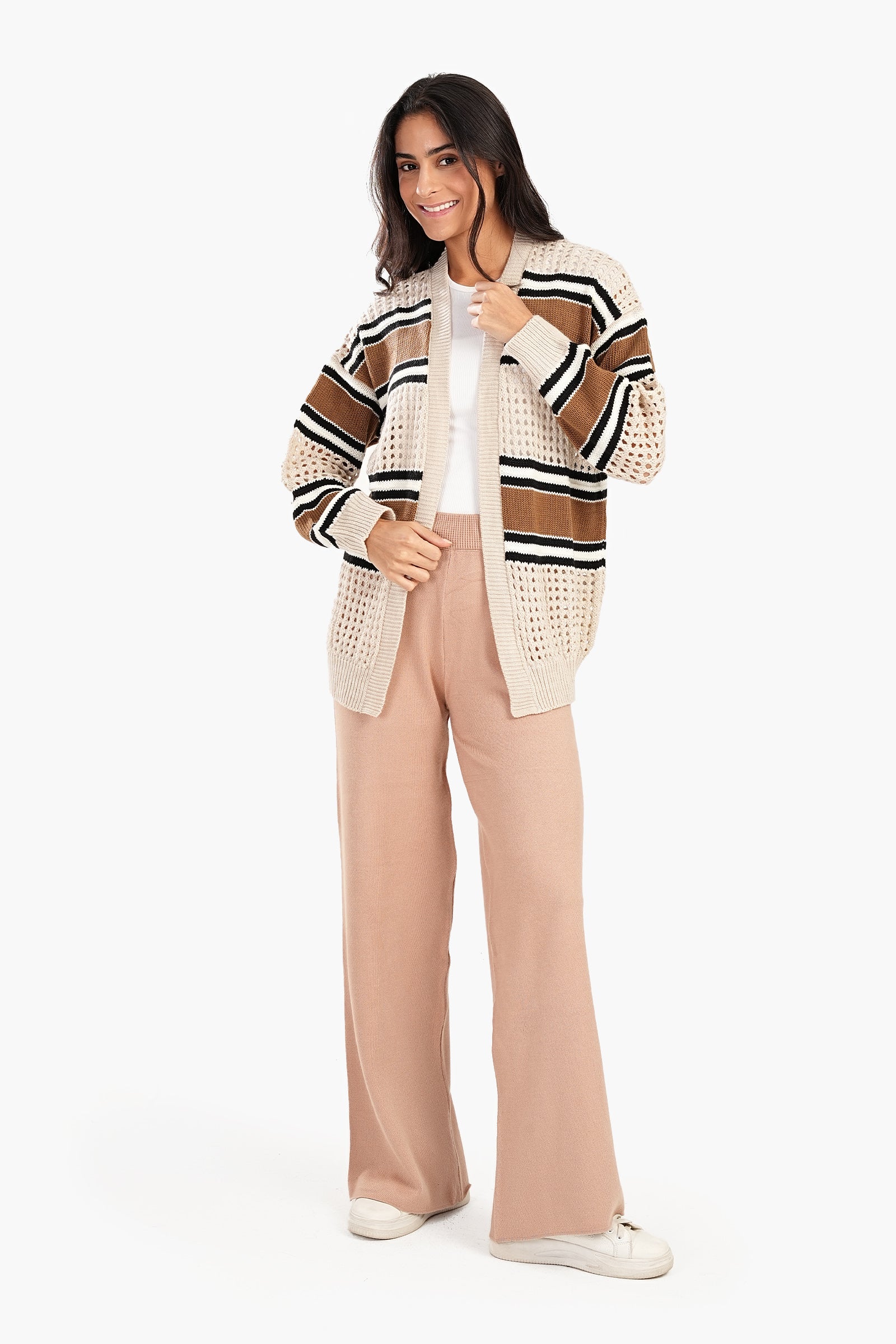 Knitted & Perforated Lounge Cardigan