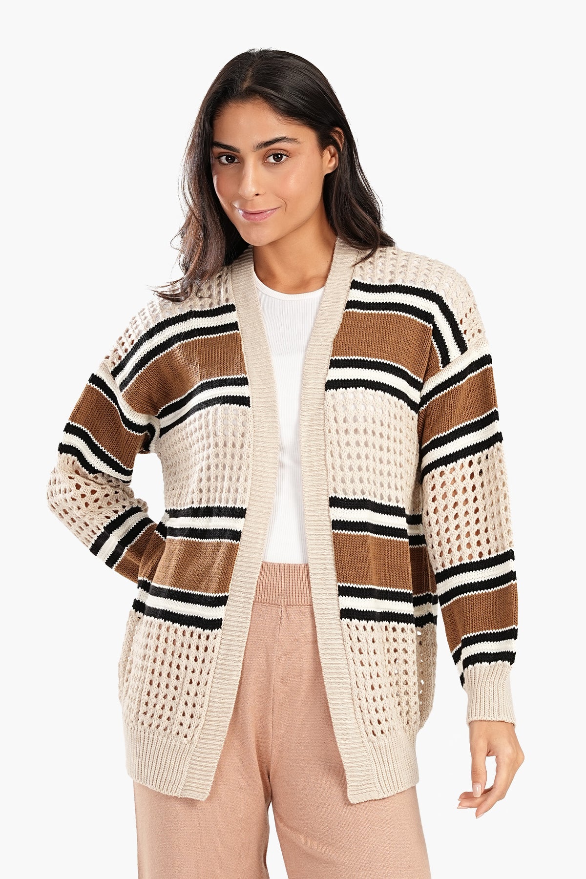 Knitted & Perforated Lounge Cardigan