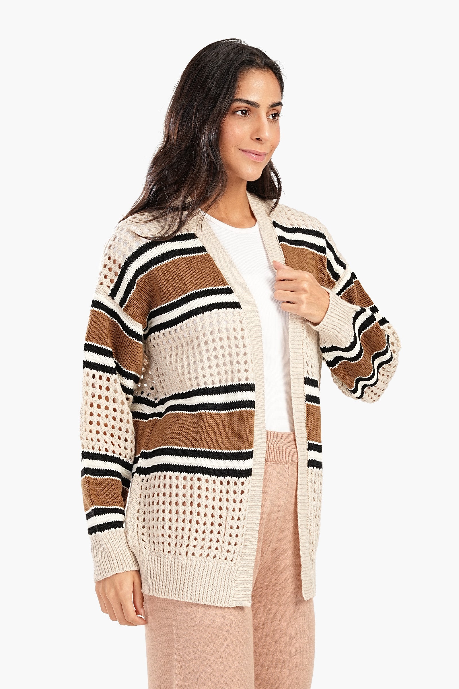 Knitted & Perforated Lounge Cardigan