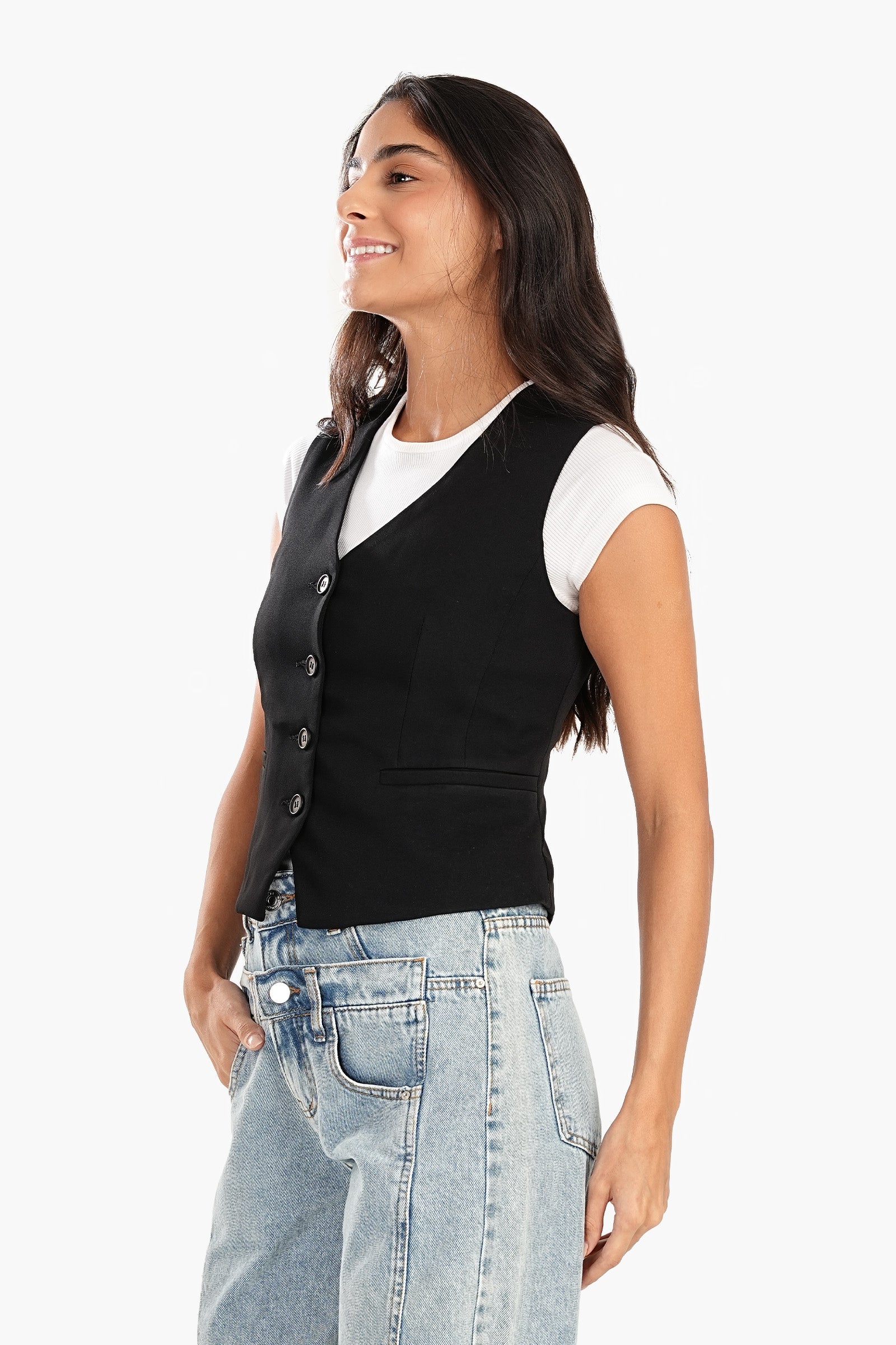 Button-Up Black Vest