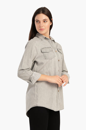 Denim Shirt with Flap Pockets