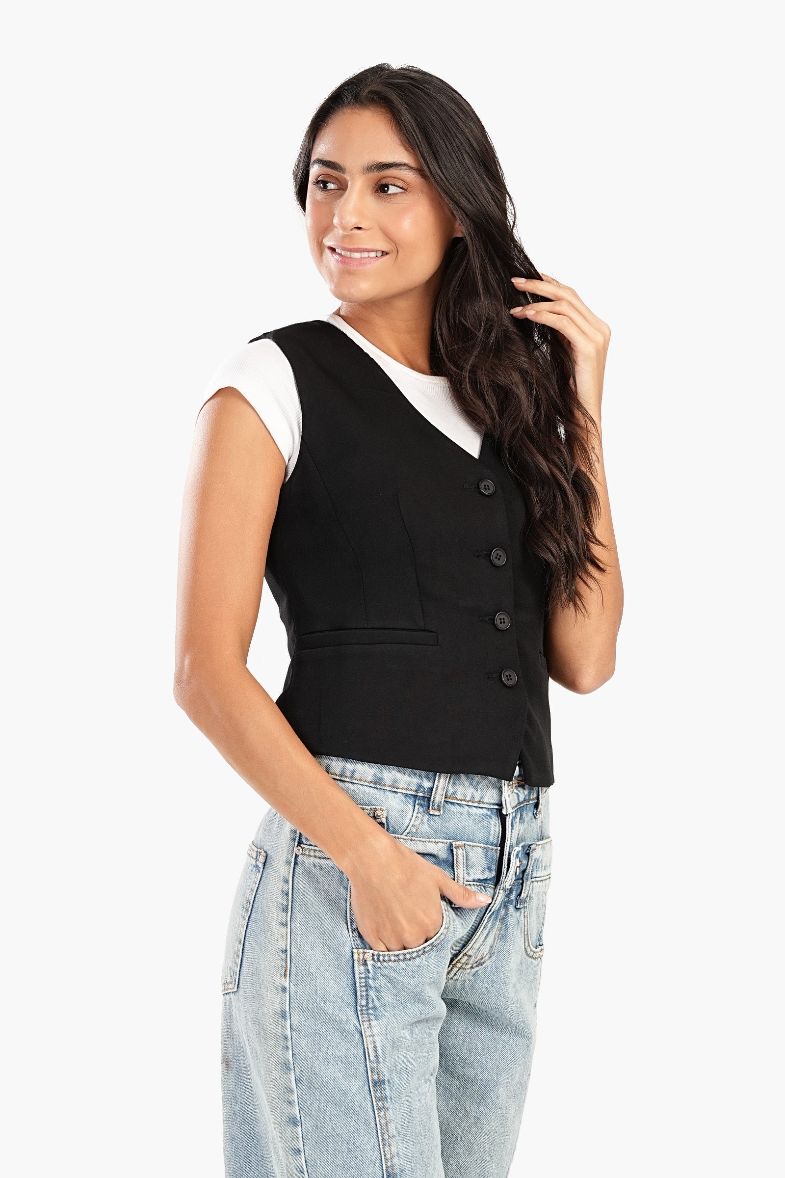 Button-Up Black Vest