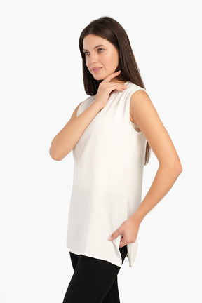 Sleeveless Blouse with Slits