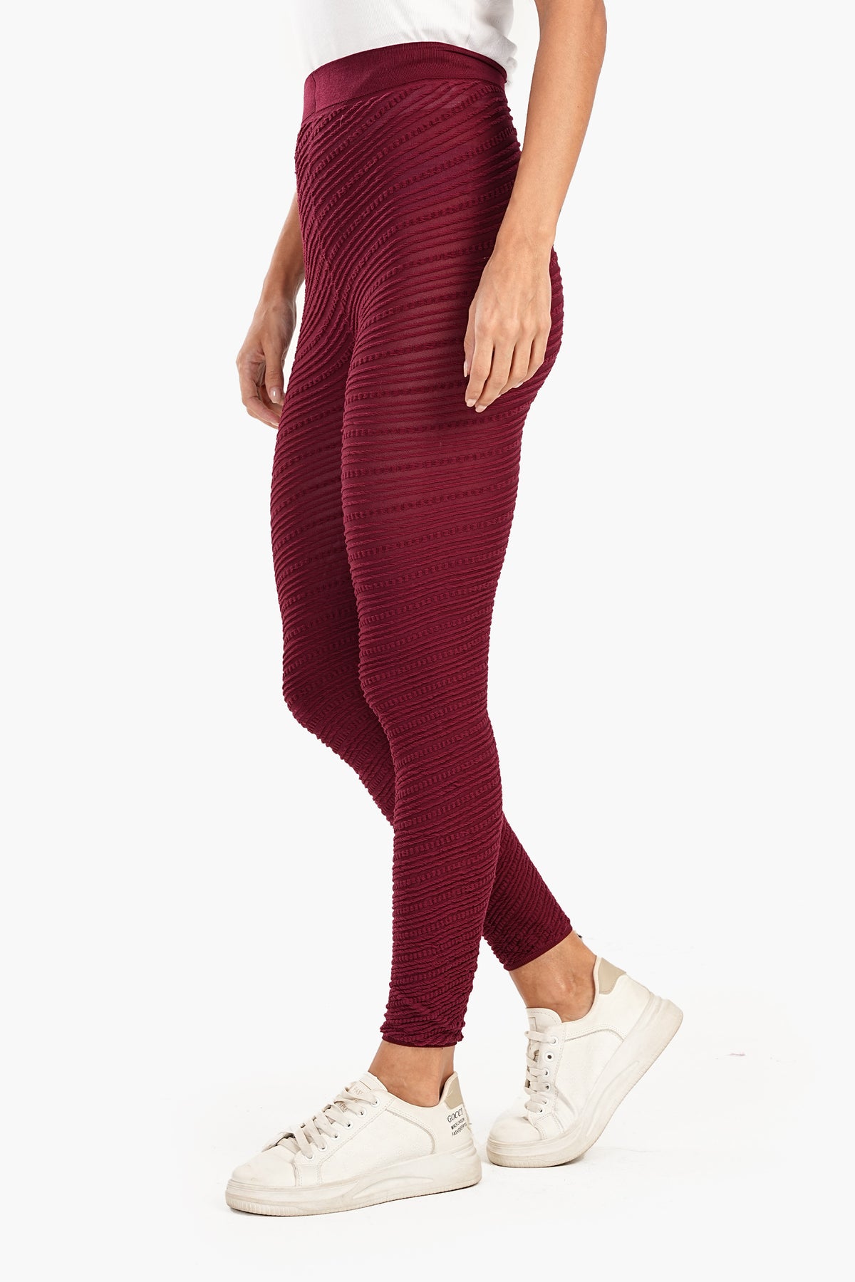 Textured Self Patterned Warm Leggings