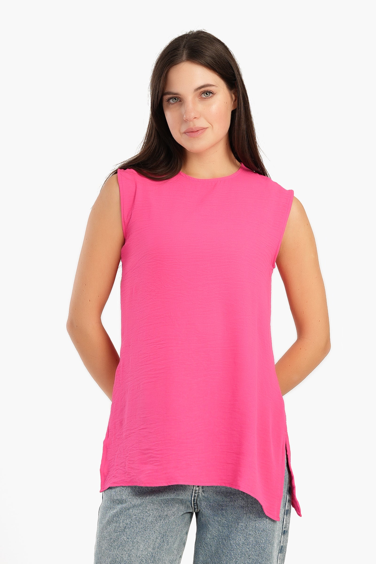 Sleeveless Blouse with Slits