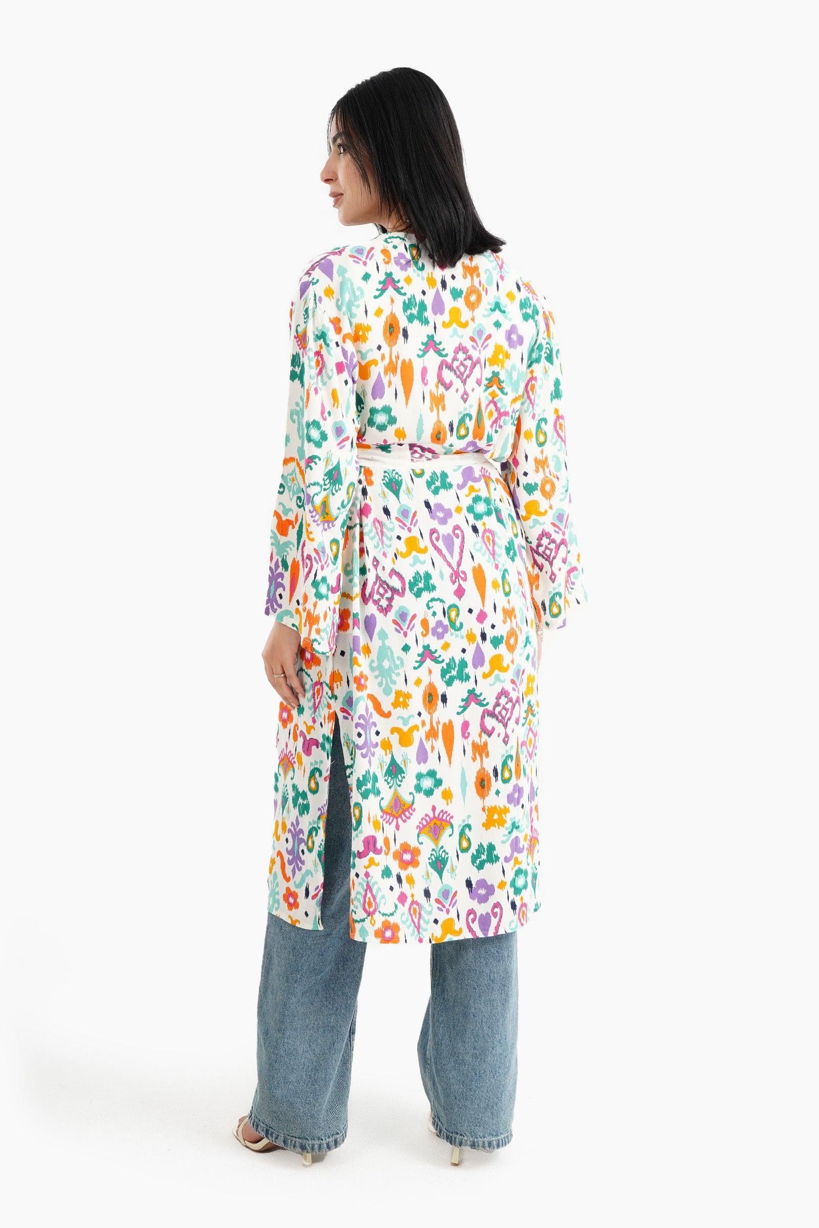 Relaxed Fit Printed Kimono - Carina - كارينا