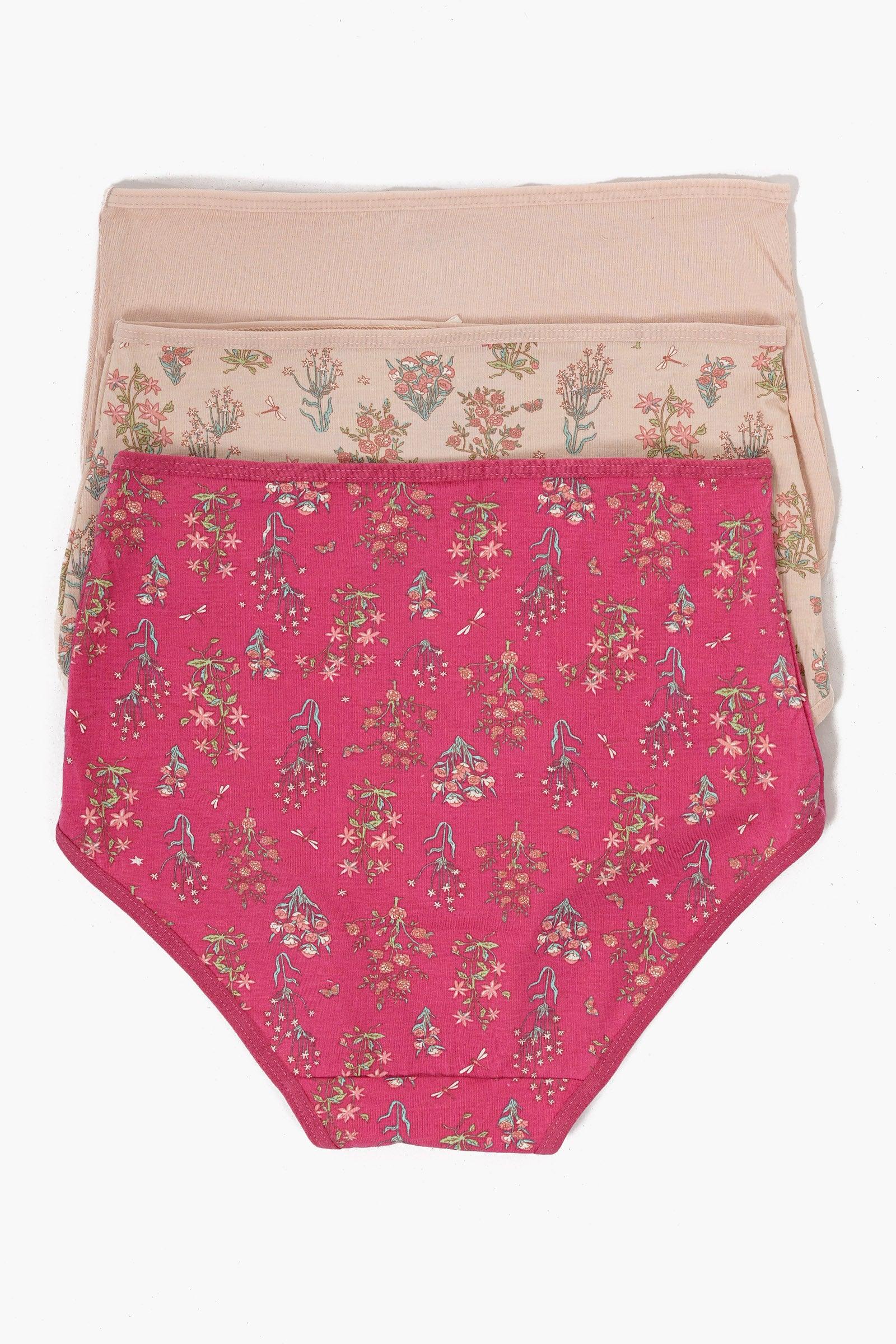 Pack of 3 Colored Full Brief Panties - Carina - كارينا