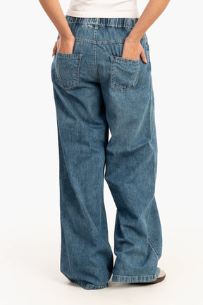 Elastic Waist Denim Pants