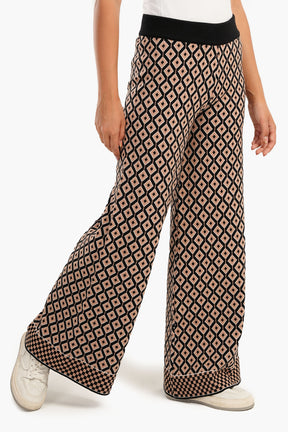 Argyle Pattern Knitted Pants