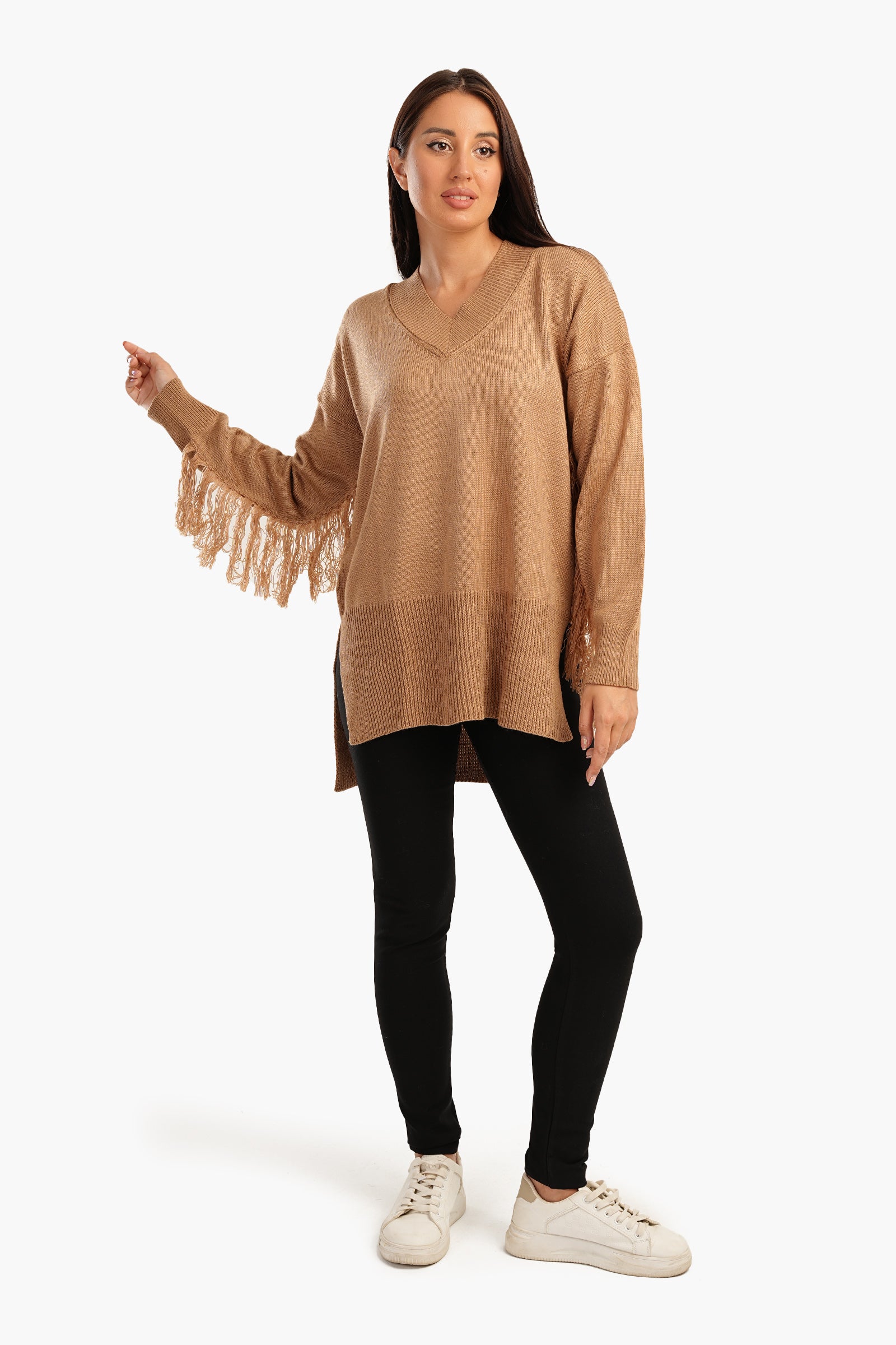 High Low Pullover with Fringes