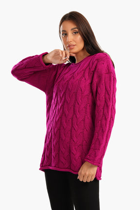 Cable Knitted Round Neck Pullover