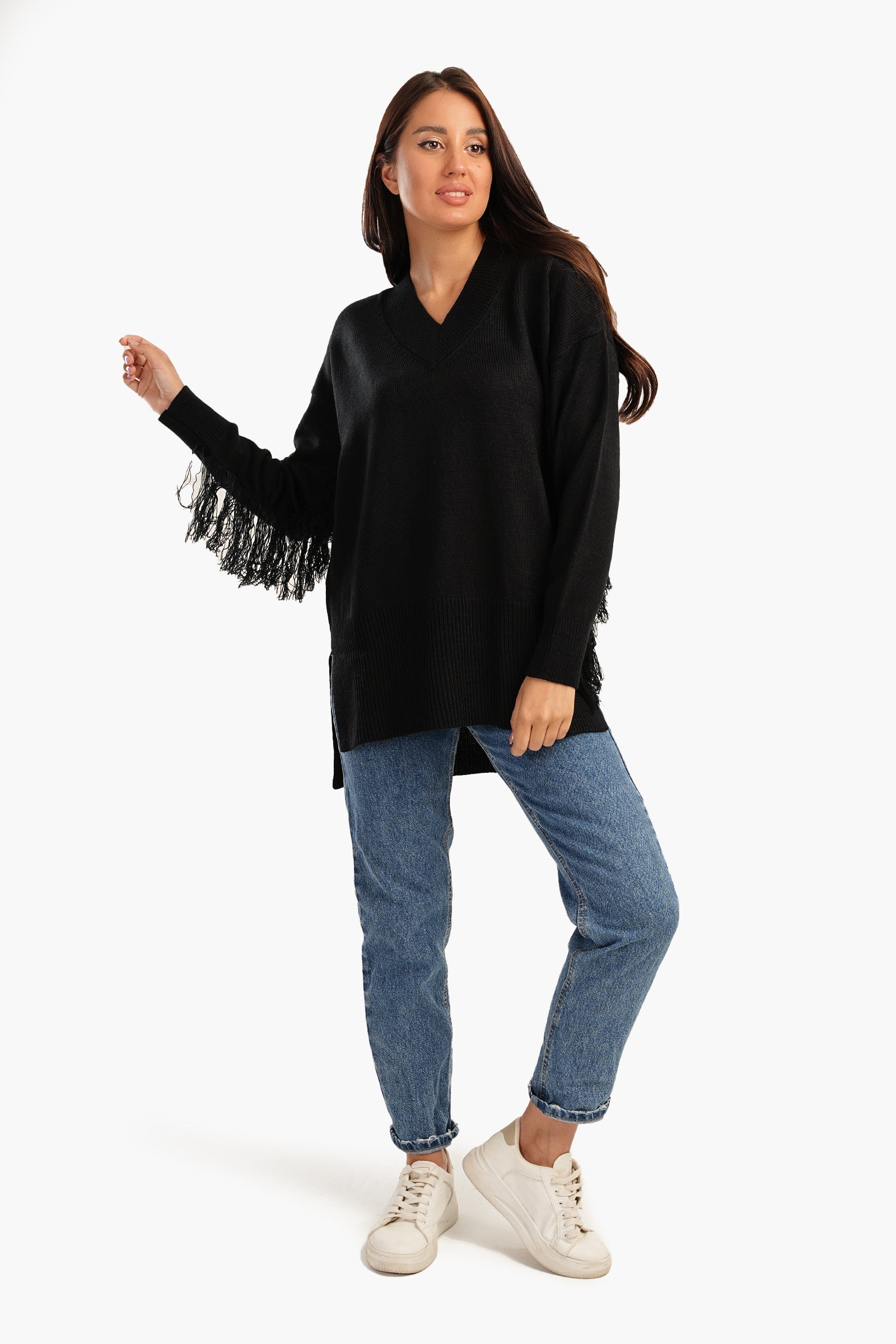 High Low Pullover with Fringes