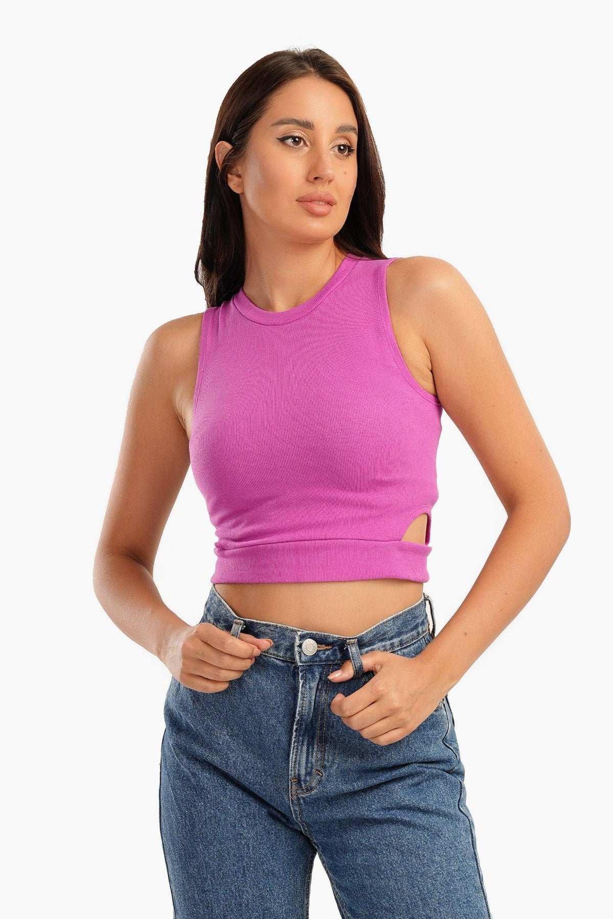 Ribbed Top with Cut Out Sides - Carina - كارينا