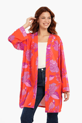 Orange Kimono with Purple Print