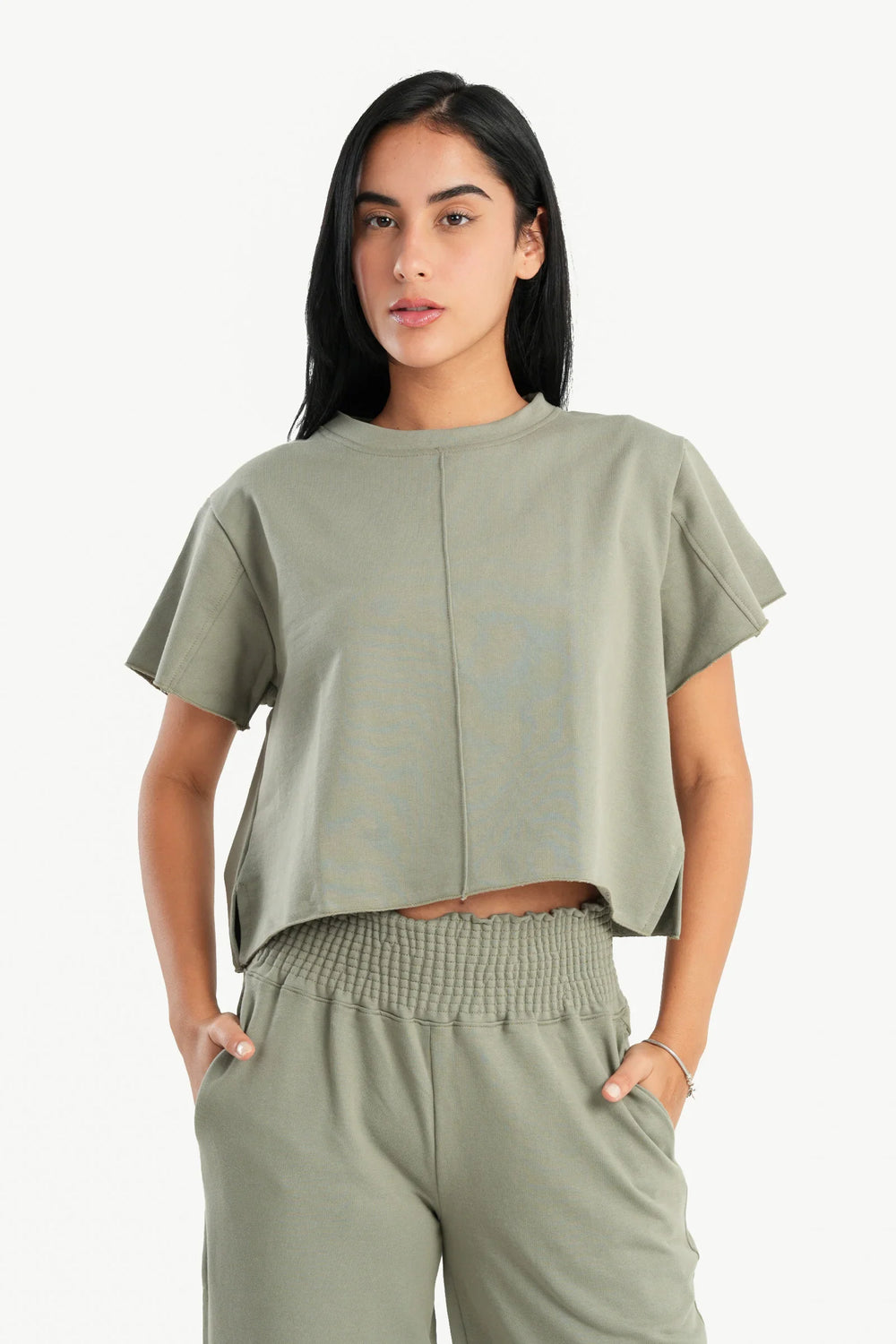 توب بيجامة قطن بشريط رفيع بارز