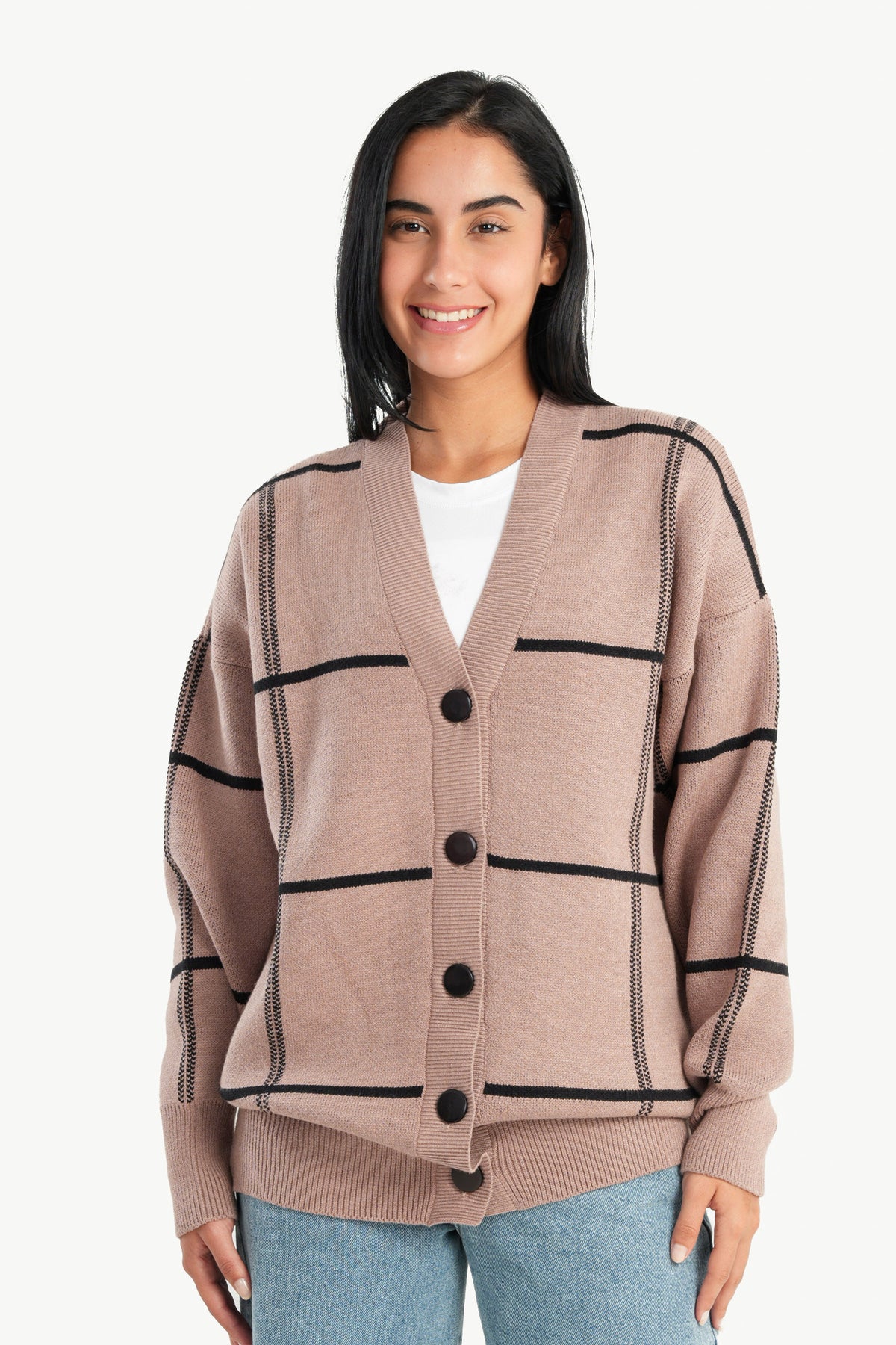 Cardigan with Square Pattern