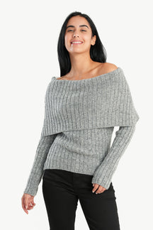 Knitted Off Shoulder Pullover