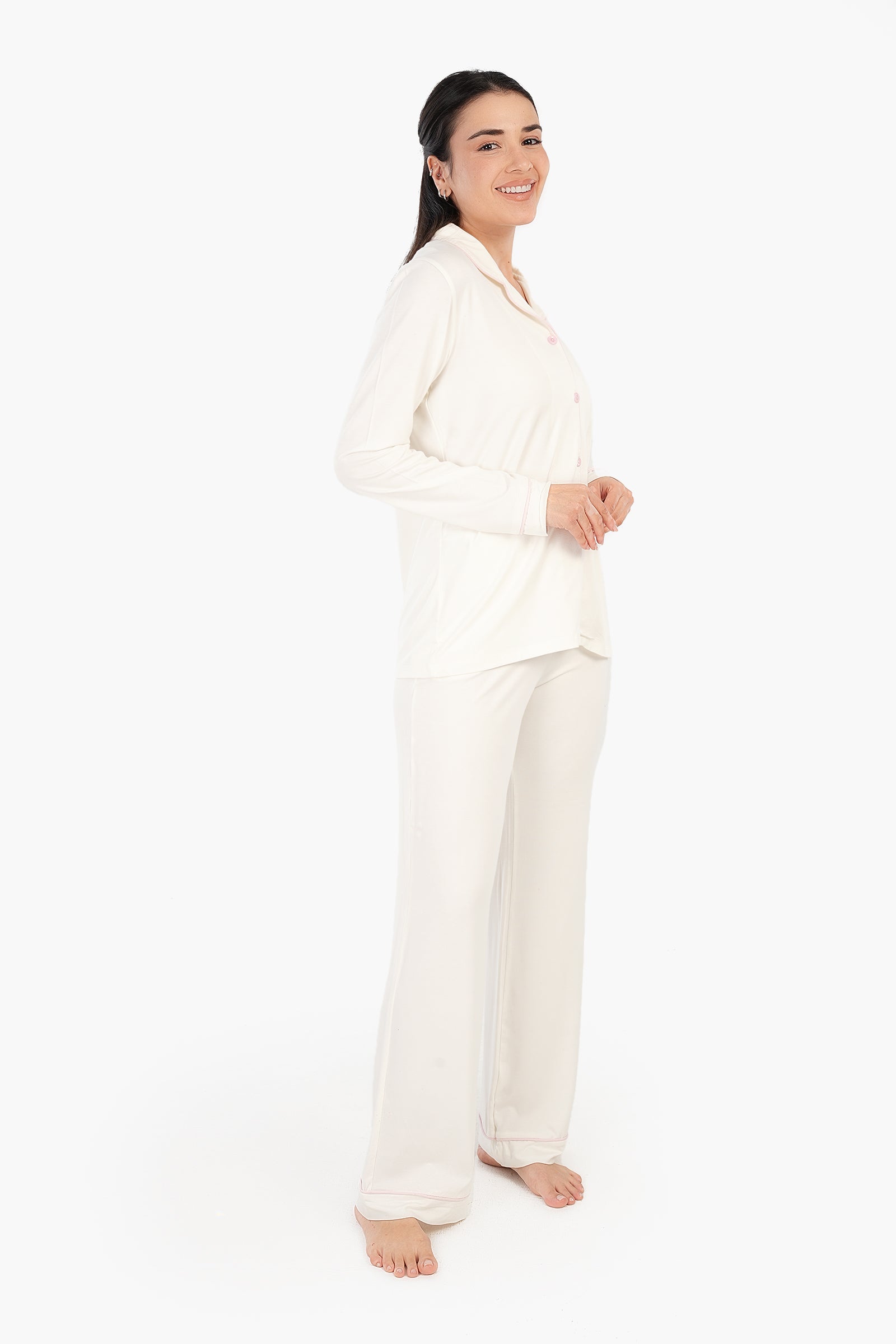 Viscose Contrast Piping Pyjama Set