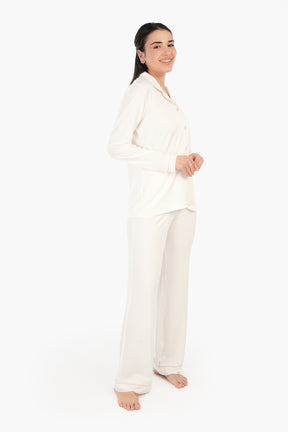 Viscose Contrast Piping Pyjama Set