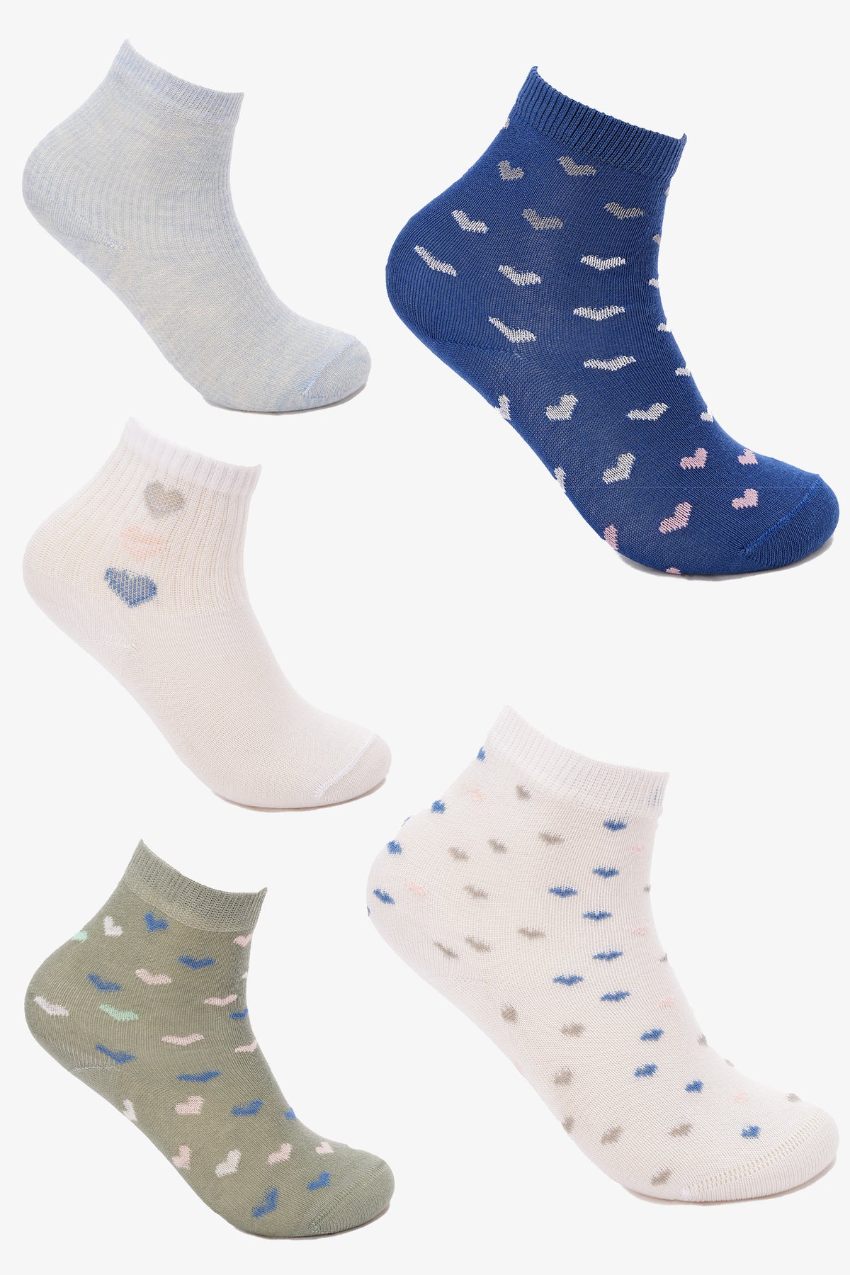 Girly Hearts Socks - 5 Pairs