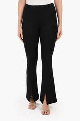 Black Ribbed Flare Pants