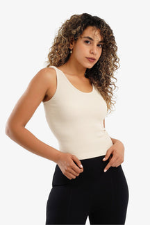 Square Back Ribbed Top - Carina - كارينا