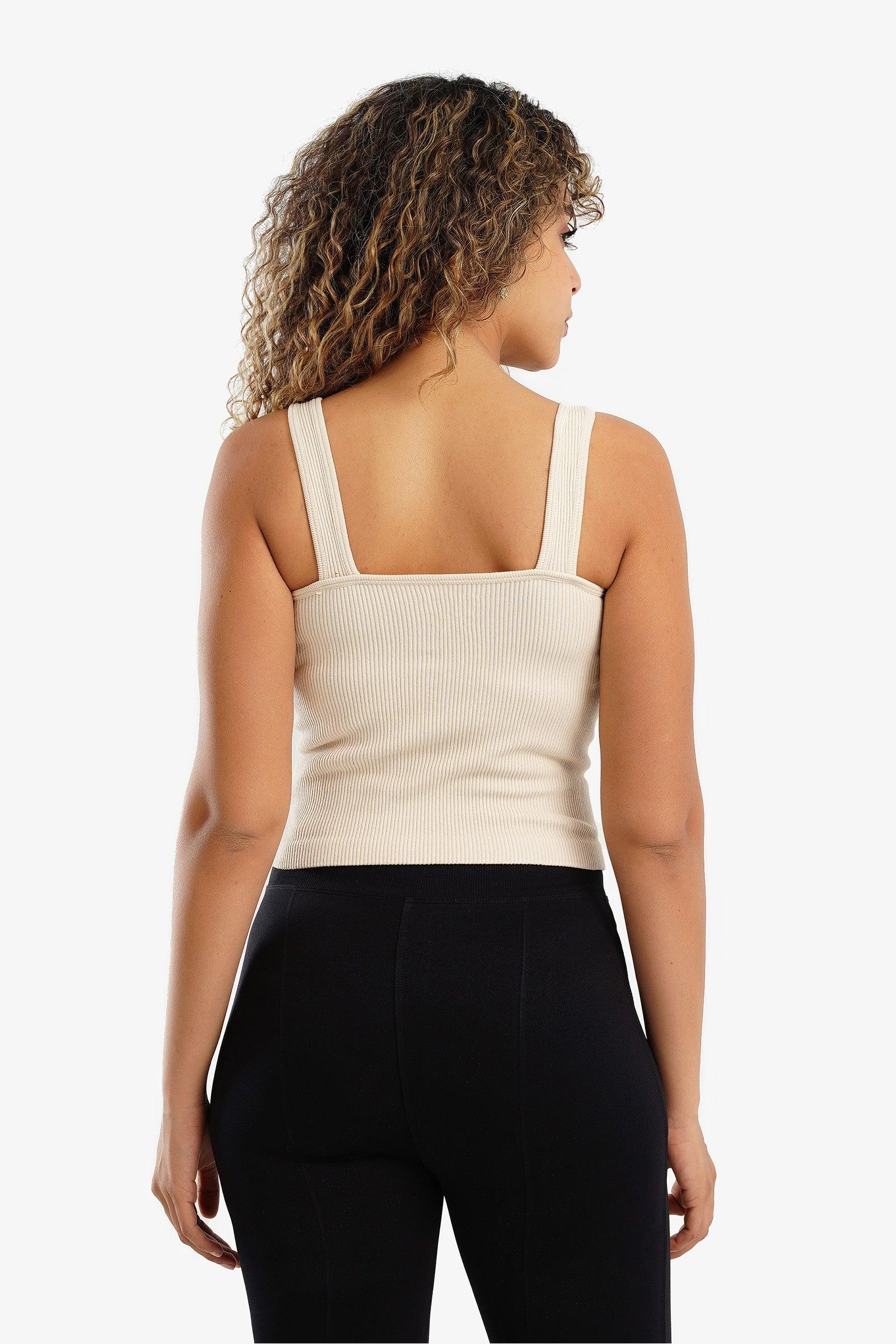 Square Back Ribbed Top - Carina - كارينا