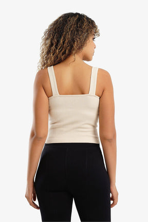 Square Back Ribbed Top - Carina - كارينا