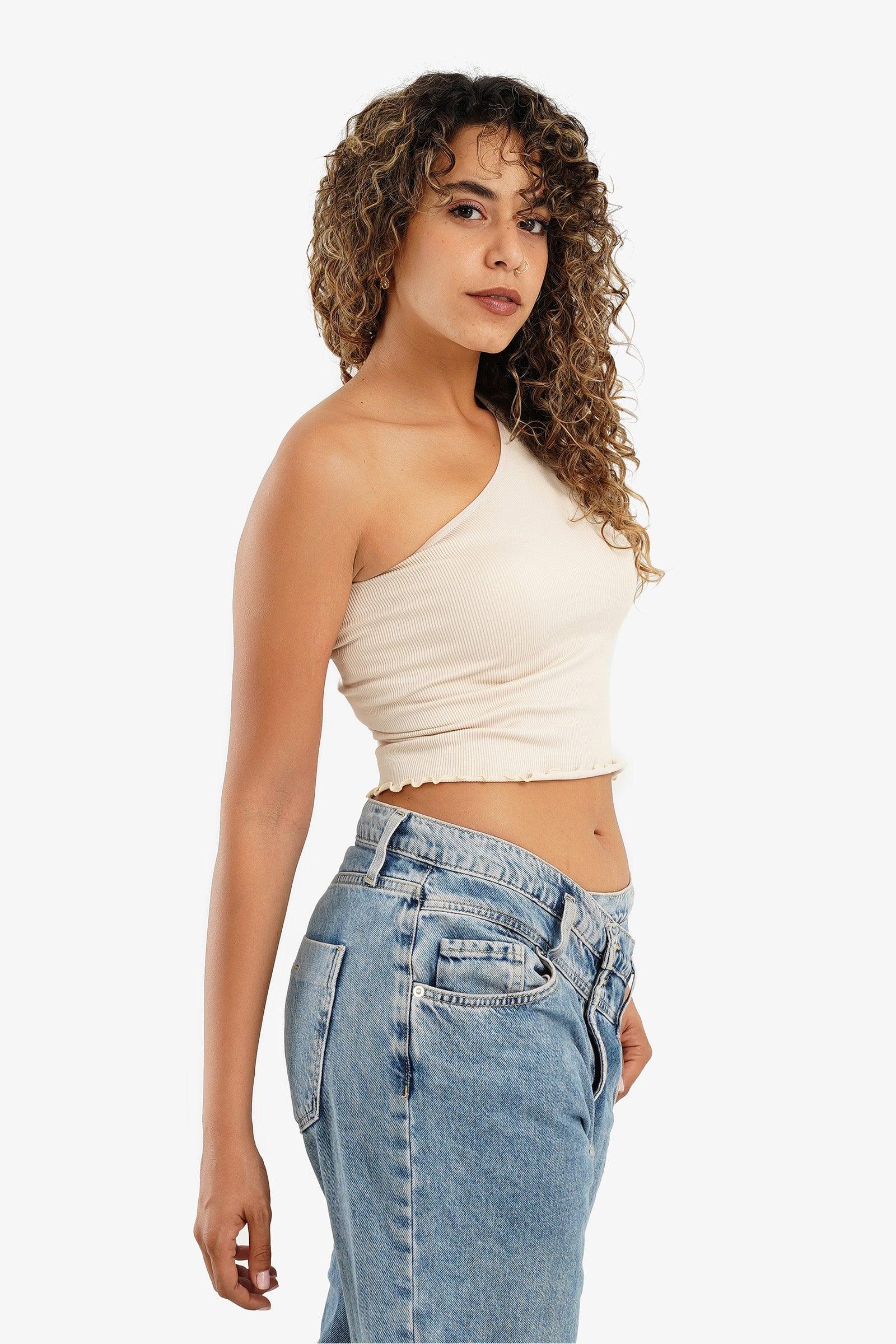 One Shoulder Cropped Top - Carina - كارينا