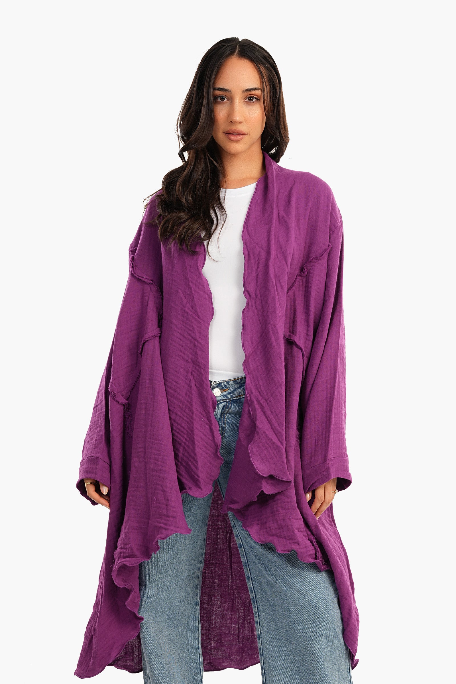 Summer Kimono with Ruffled Hem