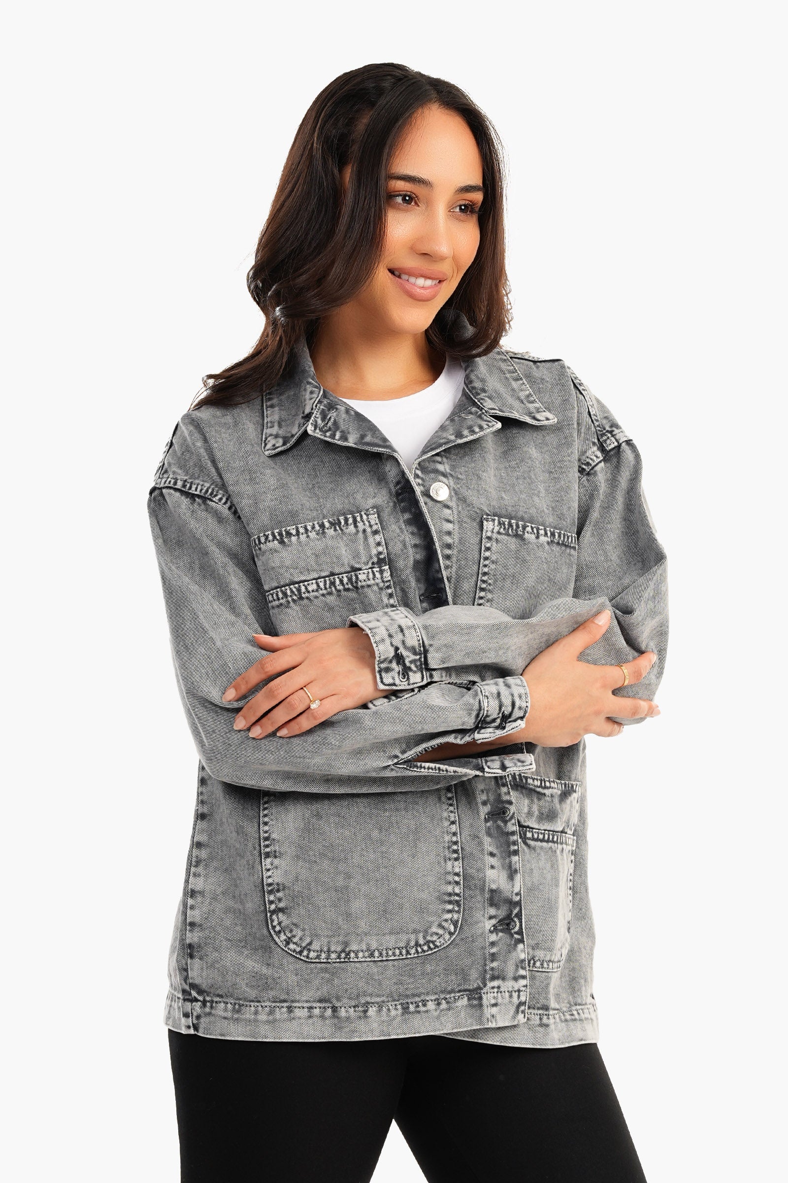 Denim Shirt with 4 Patched Pockets