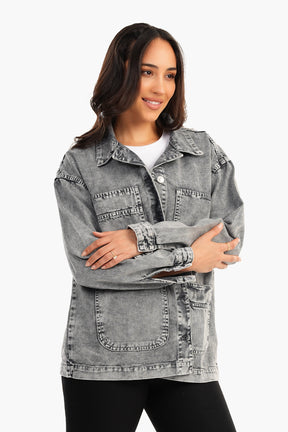 Denim Shirt with 4 Patched Pockets