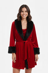 Velvet Robe with Fur Trim
