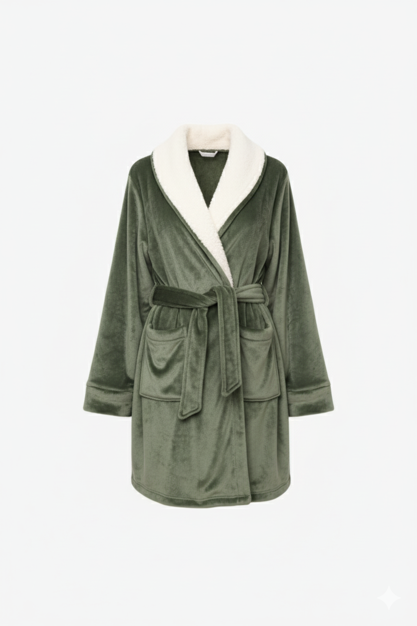 Velvet Padded Robe with Belt