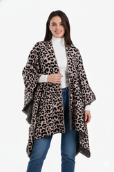 Fringed Leopard Pattern Poncho