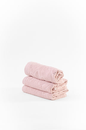 Flower Ribbed Towel Set - 3 Pcs