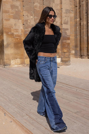 Jeans with Contrasting Panel