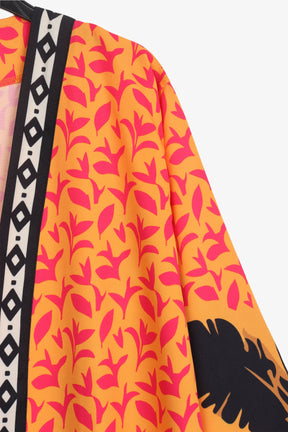 Colorful Palm Printed Kimono