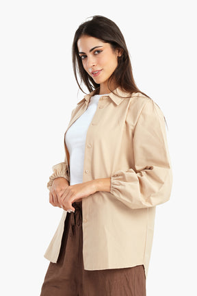 Poplin Shirt with Elastic Cuffs