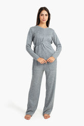 Heather Grey Knitted Pyjama Set