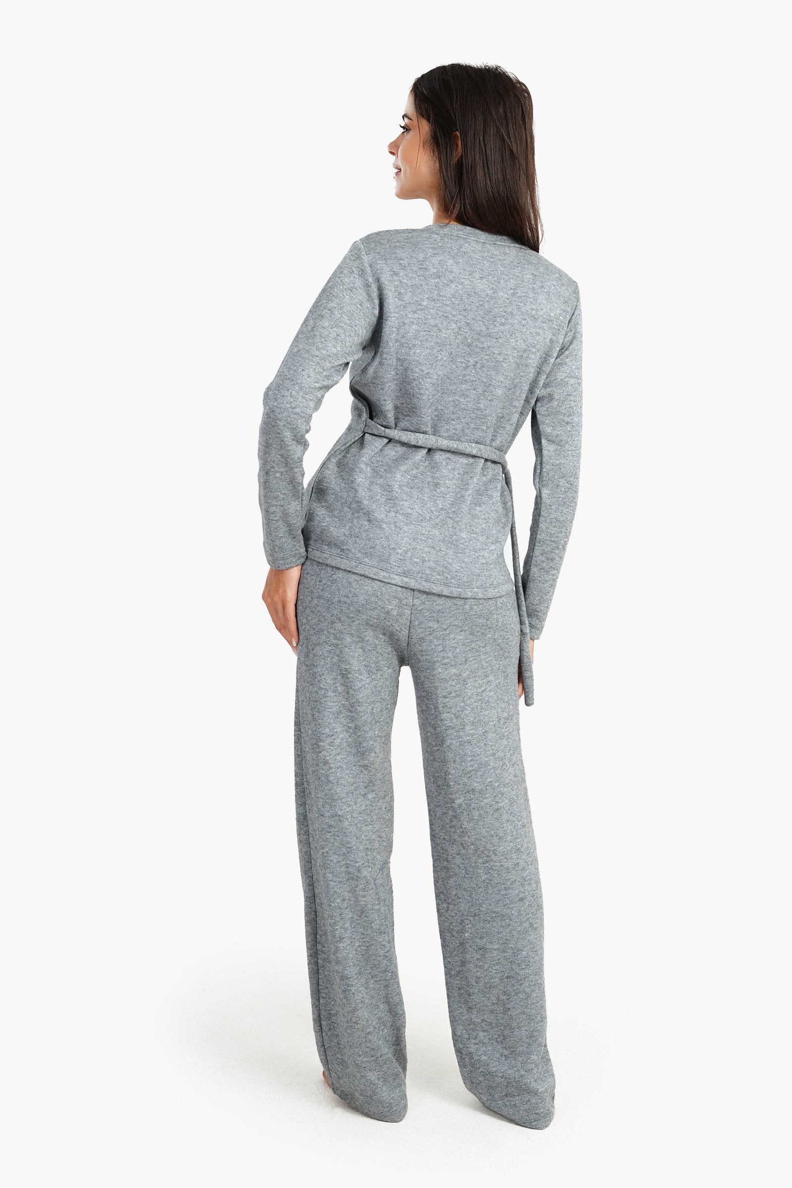 Heather Grey Knitted Pyjama Set