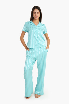 Turquoise Striped Pyjama Set