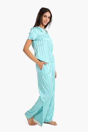 Turquoise Striped Pyjama Set