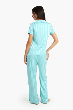 Turquoise Striped Pyjama Set