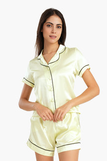 Light Yellow Satin Pyjama Set