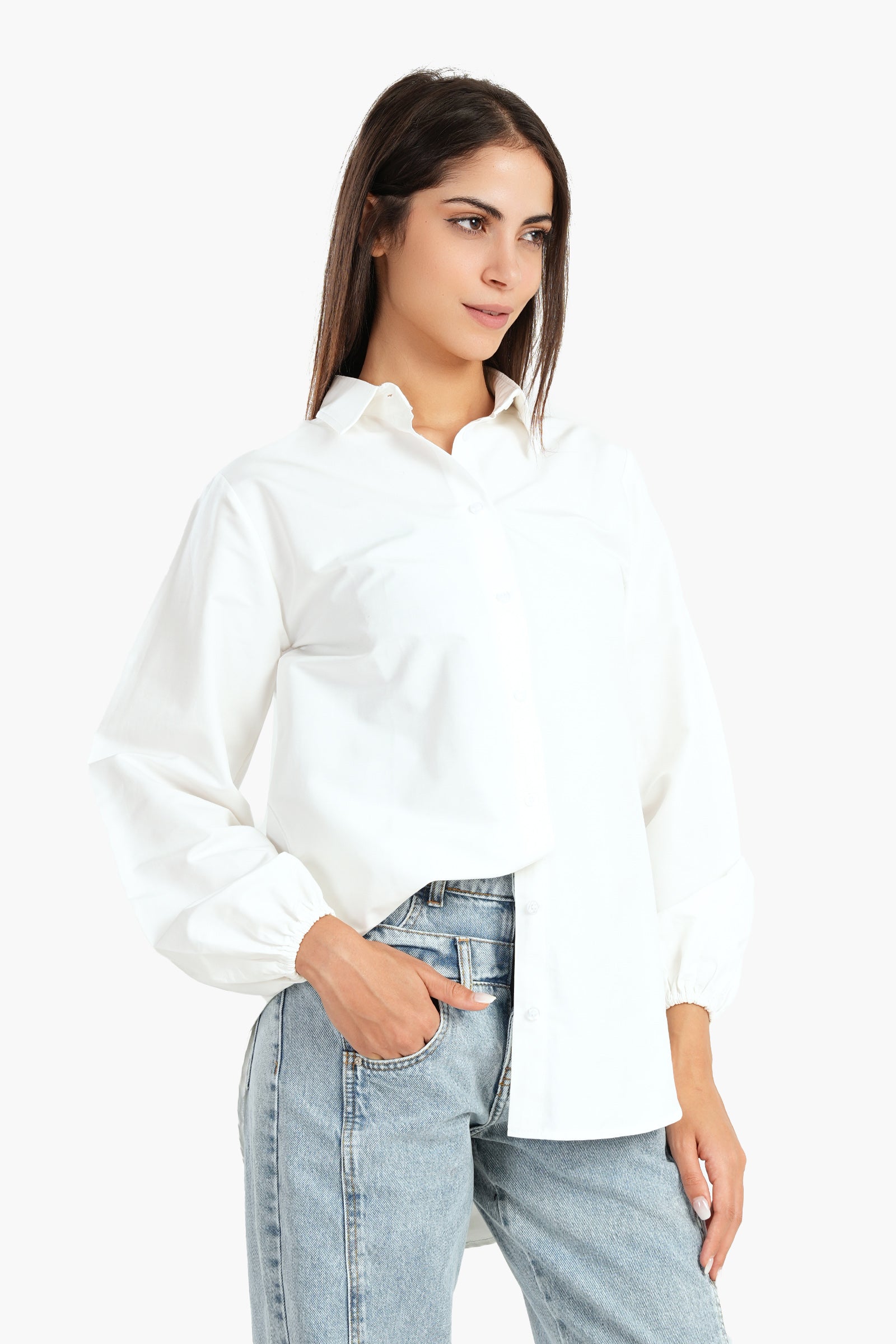 Poplin Shirt with Elastic Cuffs