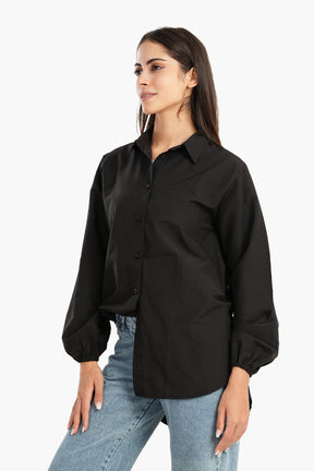 Poplin Shirt with Elastic Cuffs